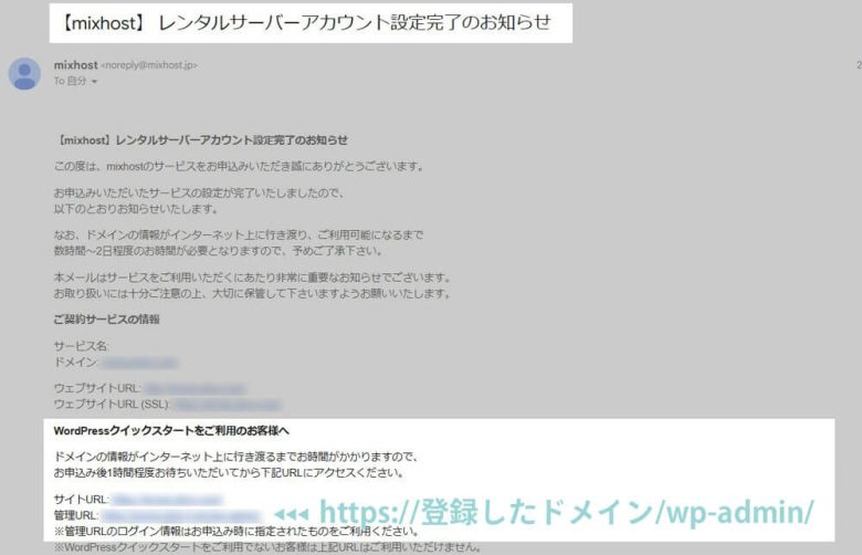 admin のURLをクリックする